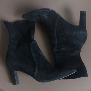 Stuart Weitzman Black Suede Heeled Boots